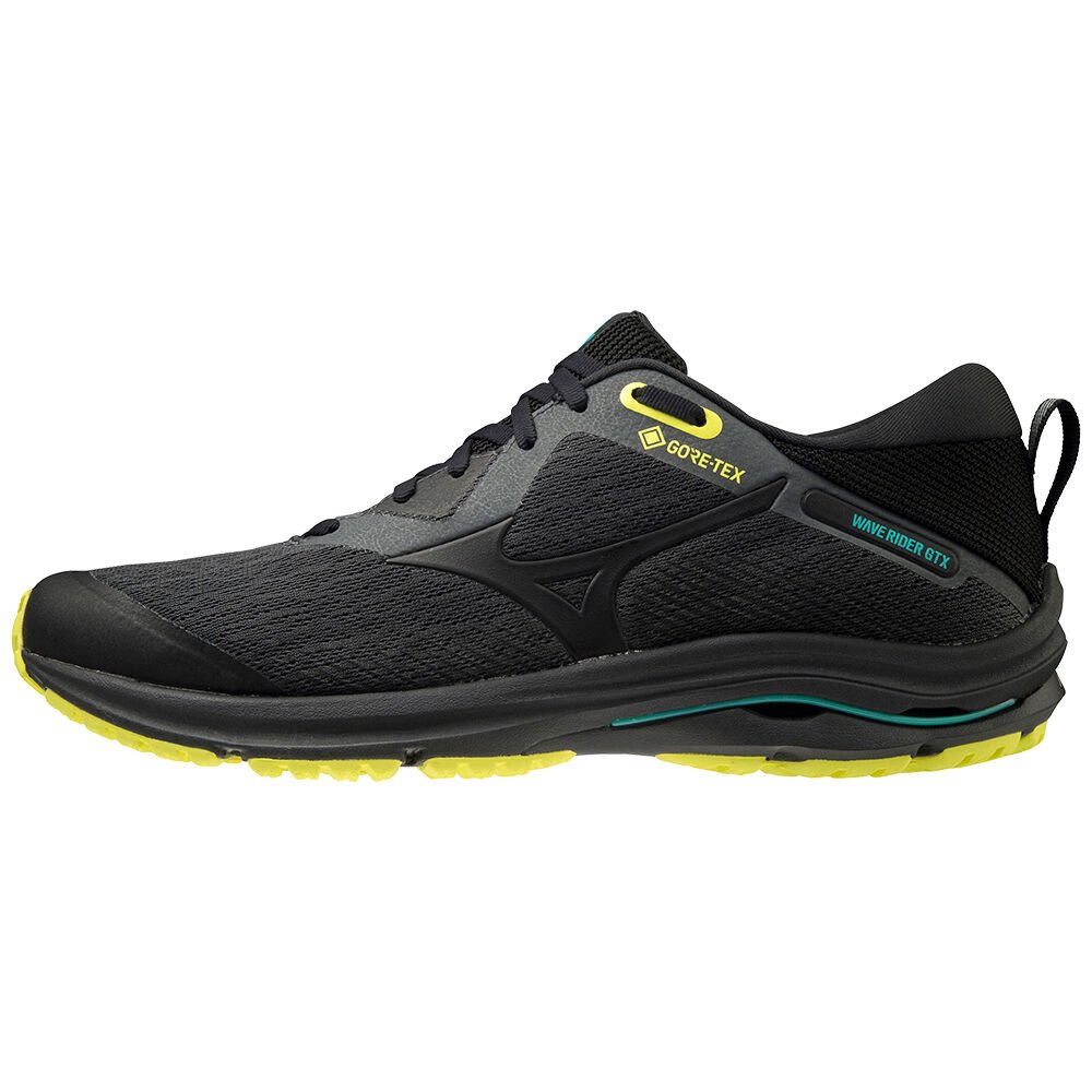 Tenis Para Trilha Mizuno Wave Rider Gtx 2 - Homem - Cinzentas Escuro/Pretas/Amarelas - YALDX6350